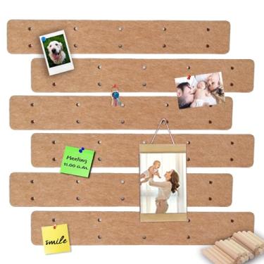 Imagem de Quadro de notas de feltro marrom, tiras de barra, placa de cortiça autoadesiva para paredes, decoração de escritório em casa, pequenos quadros de avisos de feltro para joias, notas, fotos com 20 pinos