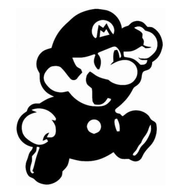 Imagem de aplique decorativo super mario Gamer mdf preto vazado 29x24 c/ fita du