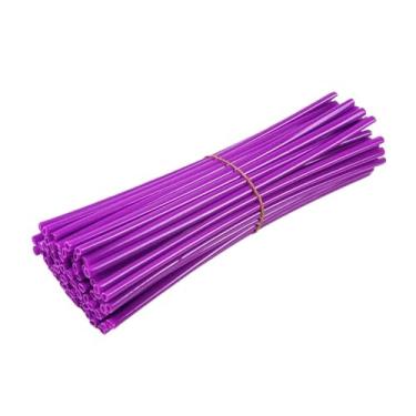 Imagem de jininshengxindianzi Spoke Covers Motorcycle Wheel Rim Spoke Wrap Kit Skins Protector Cover Compatible With Motocross Bicycle Bike Universal 36PCS 17cm(PURPLE)