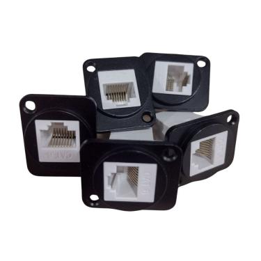 Imagem de Emenda RJ45 para Painel Cat 5/6 Rede Ethernet Kit 4 Peças
