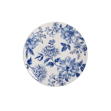 Imagem de Prato plano de cerâmica azul e branco criativo criativo e delicado em estilo chinês - Ode ao outono - prato grande de 28 cm