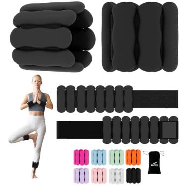 Imagem de JORICY Conjunto de 2 pesos de tornozelo de pulso para mulheres, homens e crianças, conjunto de 2 (500 g cada peso) pesos ajustáveis de silicone para pernas, pilates, pulso para caminhada, ioga, dança,