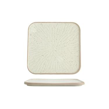 Imagem de Prato plano quadrado comercial de restaurante bandeja de cerâmica requintada criativa simples - 30,5 cm de gergelim brilhante