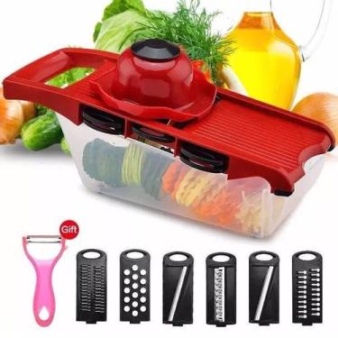Imagem de Ralador Queijo Fatiador Legumes Mandoline 6 em 1 Original - PenselarFu