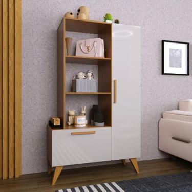 Imagem de Estante Multiuso 1 Porta 1 Gaveta Versatil Indekes, Freijo/Off White