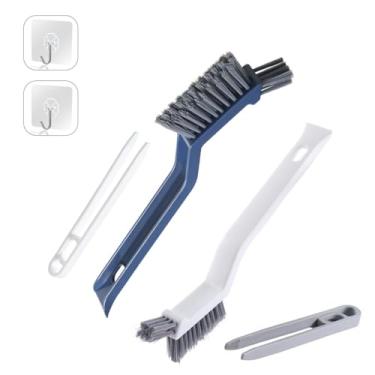 Imagem de Pacote com 2 escovas de limpeza de fendas de cerdas duras, suprimentos de escova de limpeza de lacunas multifuncionais para cozinha, banheiro, canto, argamassa, pia, xícara, bule de chá, garrafa