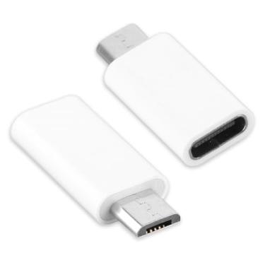 Imagem de ASHATA Adaptador Micro USB para USB C, Micro USB Macho para USB 3.0 Tipo C Fêmea Conector Suporte Sincronização de Dados e Carregamento, Compatível com Dispositivos Android, Plug and Play