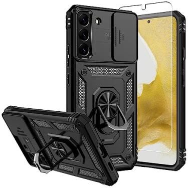 Imagem de SKTGSLAMY Capa para Samsung Galaxy S22 Plus, com protetores de tela e capa para câmera, [grau militar] Capa testada contra quedas de 4,9 m com suporte magnético capa protetora para Samsung S22 Plus (TC-Black)