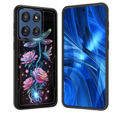 Imagem de JHYYTUJTYP Capa para Moto Edge 2025, [Teste de queda de grau militar] Capa protetora resistente à prova de choque resistente para Motorola Moto Edge 2025, rosa libélula