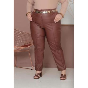 Imagem de Calça material sintético Plus Size Cintura Alta Moda Inverno - Fashion