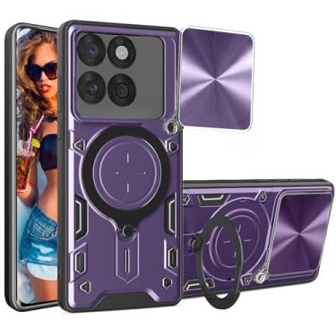 Imagem de Ephoou Capa protetora magnética para Motorola Edge 60 Fusion de 6,7 polegadas com suporte de anel, capa resistente à prova de choque de grau militar com capa de lente de câmera deslizante para Edge 60