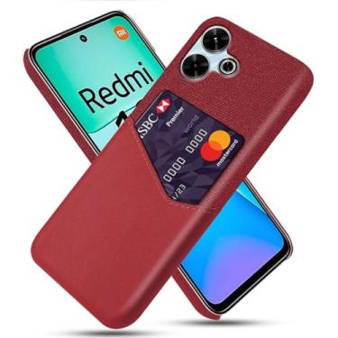 Imagem de Capa para Xiaomi Redmi 13 4G,Tela e tampa de couro PU,Antideslizante,360°cobertura completa à prova de choque com 1 slot de cartão atrás,Prevenção de queda-Red