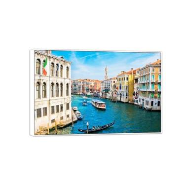 Imagem de MUHJDYC Arte de parede em tela de paisagem urbana - impressões panorâmicas em tela - Itália Veneza-quadro branco para decoração de sala de estar 50 x 75 cm - 19 x 29 pol