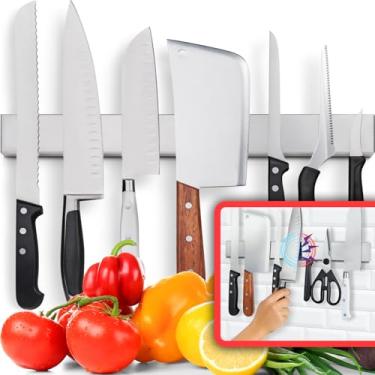 Imagem de Suporte magnético de aço inoxidável premium de 43 cm para parede – Faixa magnética profissional – Prateleira/barra de faca que economiza espaço com força magnética poderosa (versão atualizada)