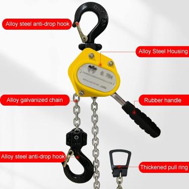 Imagem de Talha De Corrente De Bloco De Alavanca 0.25t, Mini Talha De Corrente Portátil Talha De Alavanca De Catraca De Corrente De Aço De Liga G80 Com Gancho, Comprimento Da Corrente 1.5m, 0.75T-3M
