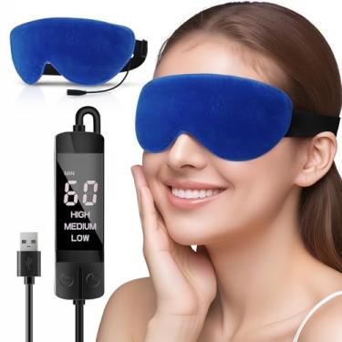 Imagem de Máscara para os olhos aquecida, almofada de aquecimento de olhos elétrica USB lavável com controle de temperatura e temporizador, compressa quente para olhos secos, blefarte, sinusite, estilhaço,