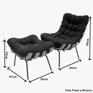 Imagem de Poltrona com Puff Costela Madeira e Linho - Casuni, Rustico Areia