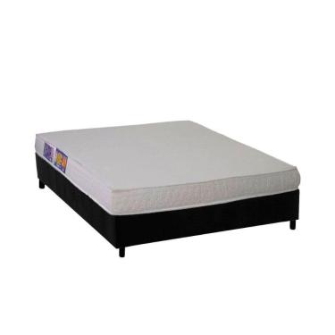 Imagem de Conjunto Box Viúva: Colchão Espuma Ortobom D23 Light Saúde + Base Crc Suede Black(128x188)