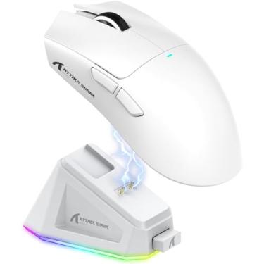 Imagem de ATTACK SHARK X11 Mouse para jogos com dock de carregamento magnético, sensor para jogos PixArt PAW3311, para sem fio/com fio BT/2.4G, 22000 DPI, mouses de escritório para jogos para Win11/Xbox(branco)