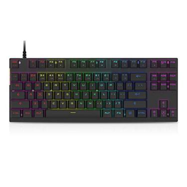Imagem de Teclado mecânico profissional para jogos MOTOSPEED RGB Rainbow retroiluminado com 87 teclas iluminado por computador teclado USB para jogos para Mac e PC preto, Black Keyboard Red Switch