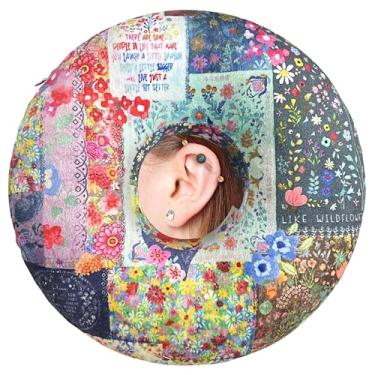 Imagem de BVOKQUC Travesseiro de piercing de orelha para dormir de lado, travesseiros com furos para dor de ouvido, travesseiro de donut para adultos, CNH, alívio de dor de ouvido, almofada de pressão e