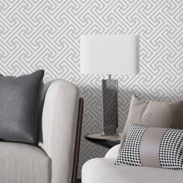 Imagem de Papel De Parede Geométrico Cinza Sala Quarto Autocolante 3m - DELIQUAD