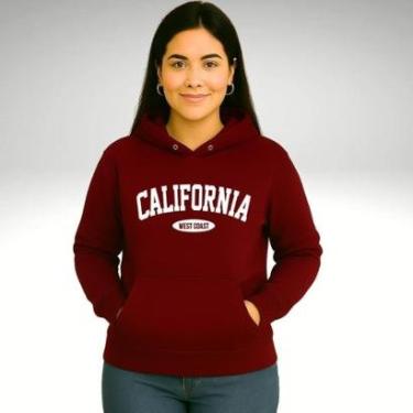 Imagem de Moletom Unissex California Canguru Blusas de Frio Casaco Fechado Liso Estampado-Unissex