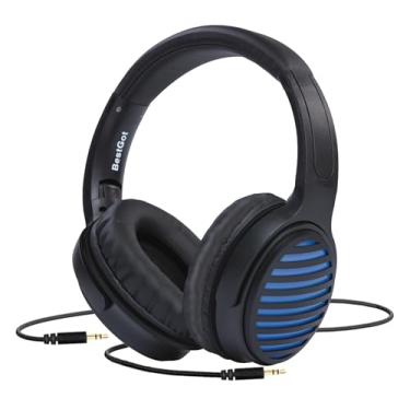 Imagem de BESTGOT Fones De Ouvido 772D Com Fio, Supra-Auriculares, Dobráveis, Estéreo 3,5 Mm (Preto/Azul)