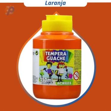 Imagem de Tinta Guache Acrilex 250 ml - Cores, Tinta Guache Laranja