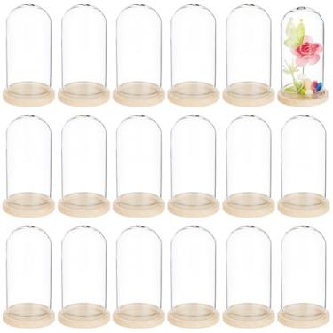 Imagem de BENECREAT Cúpula de vidro para exibição de 30 peças, caixa de exibição de pote de sino, cúpula de vidro decorativa com base de madeira para lembranças, fotos de herança, decoração de casamento