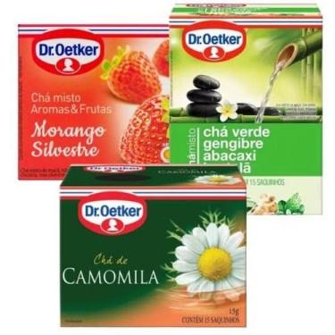 Imagem de Chá Morango Silvestre, Verde Gengibre e Camomila Dr. Oetker