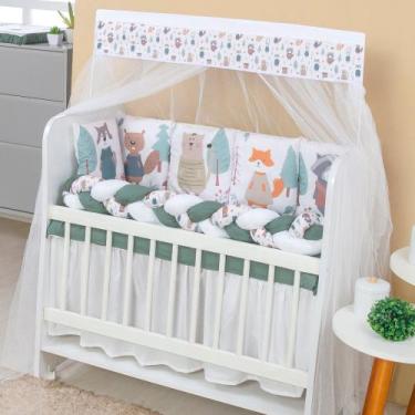 Imagem de Kit Mini Berço Trança 13 peças para Bebê Menino Bosque - AVM Enxovais