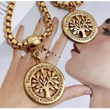 Imagem de Gargantilha e Pulseira Conjunto kit com Pingente Vida elo Redondo - jo