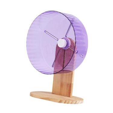 Imagem de IEUDNS Roda giratória silenciosa para hamster com suporte de madeira, fácil de limpar, estável, funcionamento silencioso para ratos, hamsters, ratos, anões e, Roxo