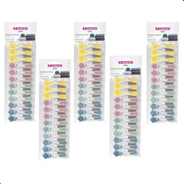 Imagem de Kit 60 Pregador de Roupas Plástico Resistente Emborrachado Oba Flores 