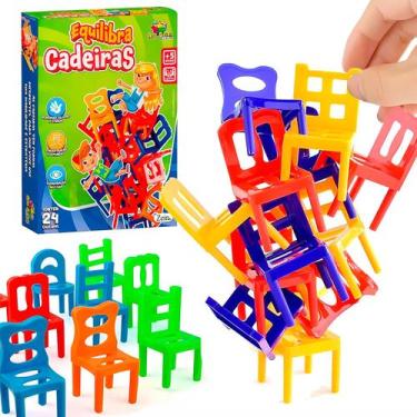 Imagem de Jogo De Equilíbrio Infantil Educativo Empilhar Cadeiras Brinquedo Clás