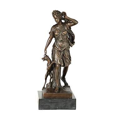 Imagem de NILEEBUKER Estátua de bronze de Diana Artemis da mitologia grega deusa escultura antiga arte decoração de casa