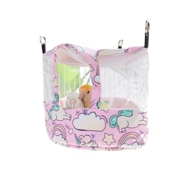 Imagem de CXYYXF Ninho de pássaro respirável para casa de pássaros de verão cabana de galpão rede suspensa para gaiola cabana de papagaio refúgio para hamster periquito periquito calopsitas Lovebird (rosa claro