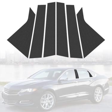 Imagem de LANZMYAN Kit de acabamento de janela B+C para janela de pilar compatível com Chevrolet, conjunto de adesivos de molduras de pilar de porta vinil adesivo decorativo para Impala 2014-2020 (fibra de