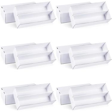 Imagem de Resurhang Pacote com 6 caixas de armazenamento de cartões colecionáveis com 2 compartimentos brancos 1600 caixas de armazenamento de cartões organizador de baralho de papelão classificado a granel