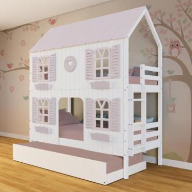 Imagem de Treliche Casinha Bela com Coração 4 Janelas Venezianas - Madeira Maciç