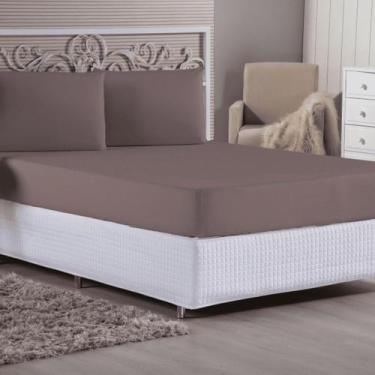 Imagem de Jogo De Lençol Casal 3 Peças Malha Algodão - Sonho e Arte, Marrom