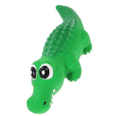 Imagem de LOGOFUN Brinquedo De Látex Para Cachorro Que Faz Barulho, Crocodilo Mastigando Filhotes, Interagindo Com O Apito, Desenho Animal Animais Estimação - Verde