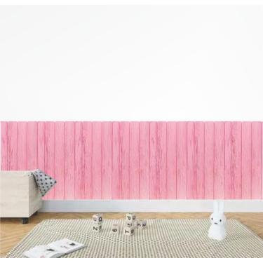Imagem de Adesivo de Parede Ripa Ripado Rosa Cerca de Madeira Rústica - Colakoal