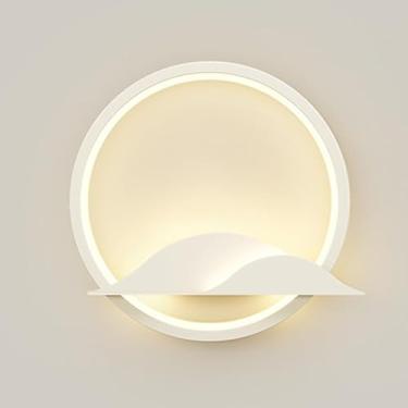 Imagem de Luz De Parede Redonda De 25 Cm Scone De Parede De Metal Ultrafino Com Sombra Acrílica, Lâmpada De Parede Circular De Cabeceira De Quarto, Led Moderno Simples De 12w Para Corredor De Sal, B
