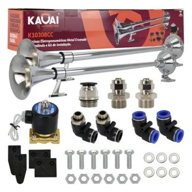 Imagem de Kit 2 Buzinas 74cm Marítima + Válvula 1/2 Pol 24v + Conexões - KAUAI