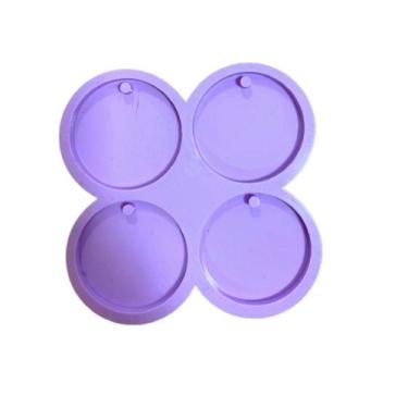 Imagem de R138 Molde de silicone redondo círculos chaveiro resina decorar - conf