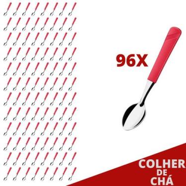 Imagem de Jogo 96 Colheres de Chá Vermelho Luna Plástico e Inox - Taumer, Luna