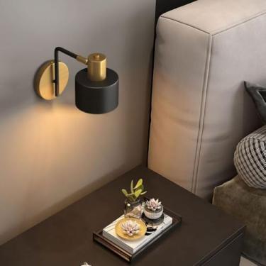 Imagem de Lâmpada De Leitura De Montagem Em Parede Moderna Iluminação De Cabeceira Preta Dourada 270 ° Luz De Leitura De Cabeceira Giratória E27 Arandelas De Parede De Ferro Com Fio Para Quarto Cama