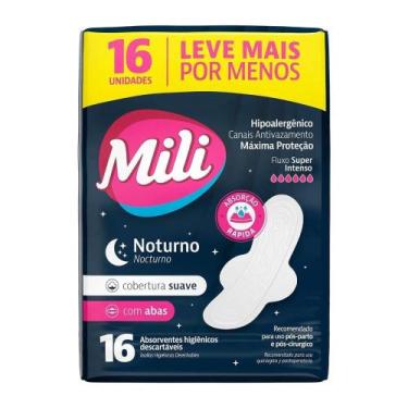 Imagem de Absorvente Mili Noturno Suave com Abas - Embalagem com 16 Unidades